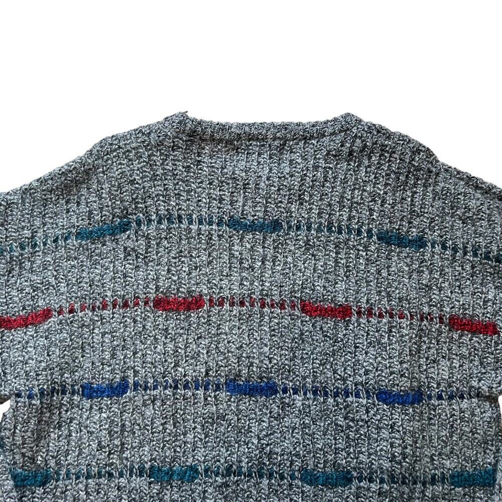 Vintage Gray Wool Sweater Men Sz Large 80s Dadcore Scandinavian Knit Retro Artsy - Picture 13 of 16
